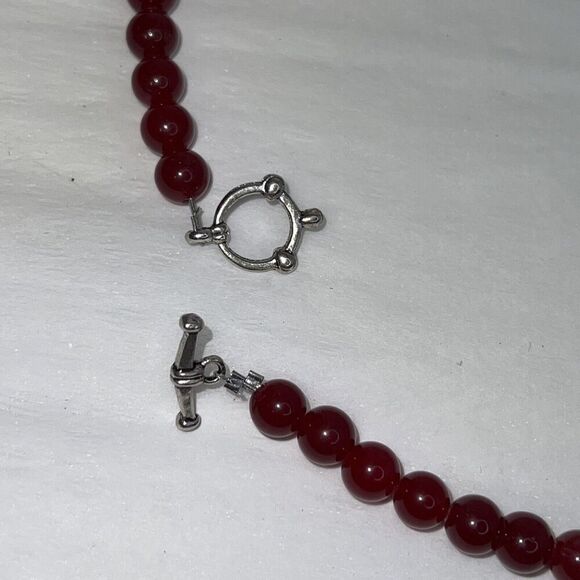 Garnet Bead And Purple Azurite Stone 19” Necklace With 925 Silver Toggle Clasps - Picture 6 of 12